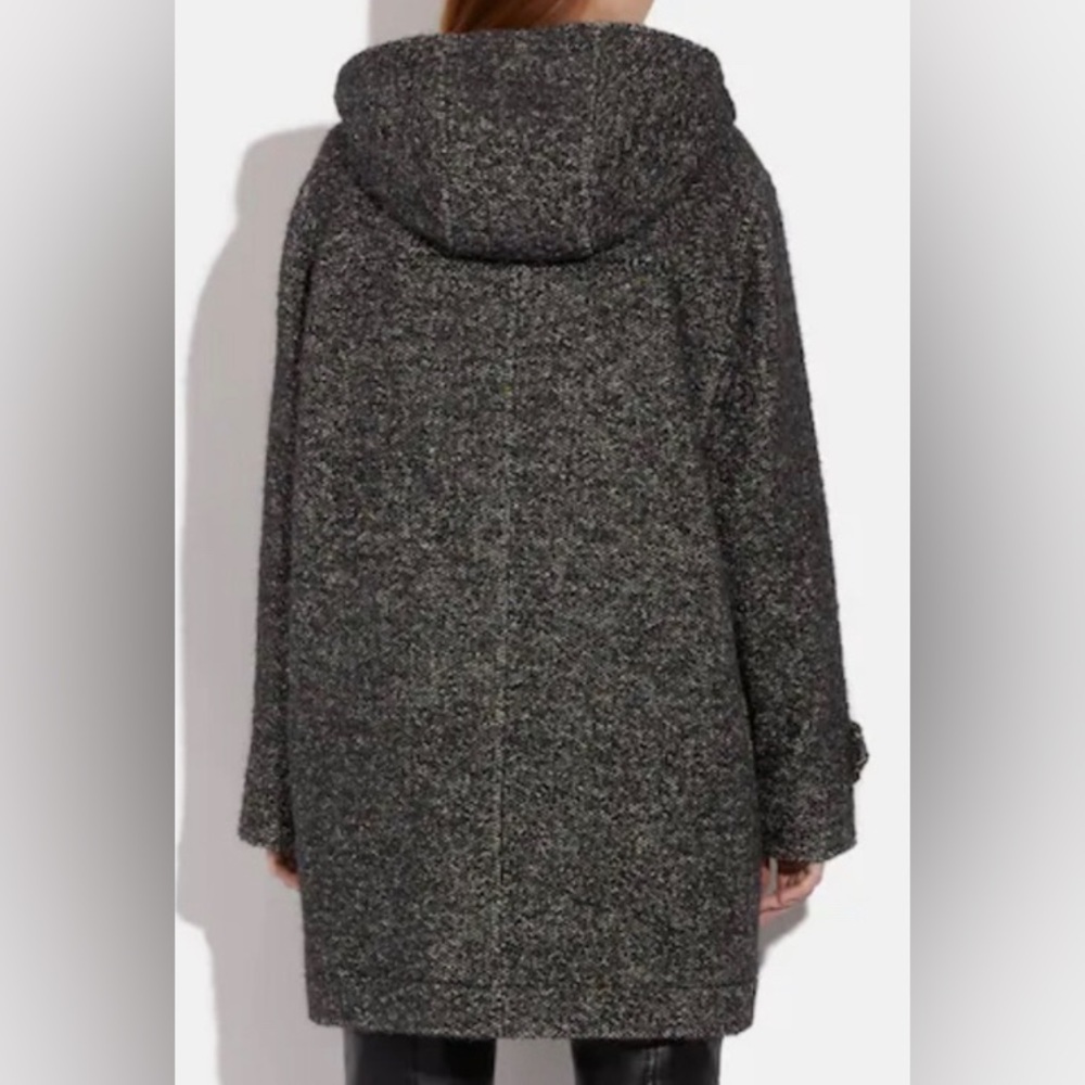 Coach Charcoal Hooded Toggle Wool Coat L - Picture 3 of 15